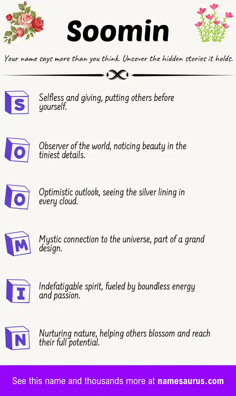 Acrostic poem about Soomin.