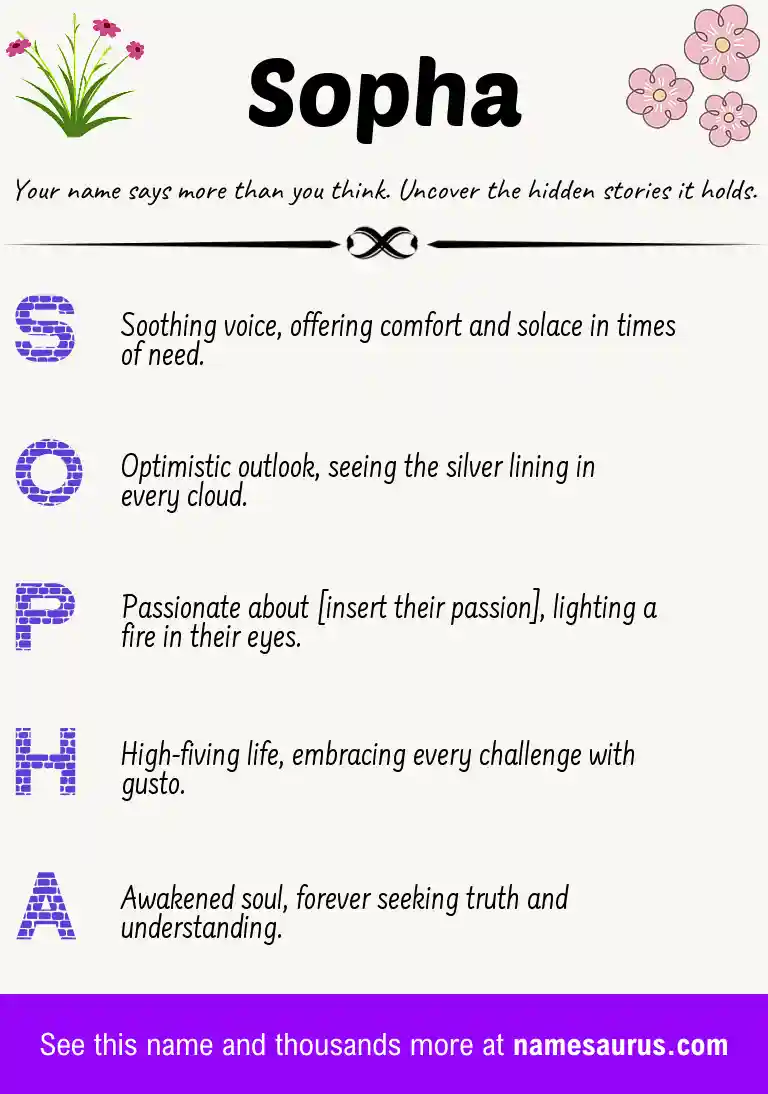 Acrostic poem about Sopha.