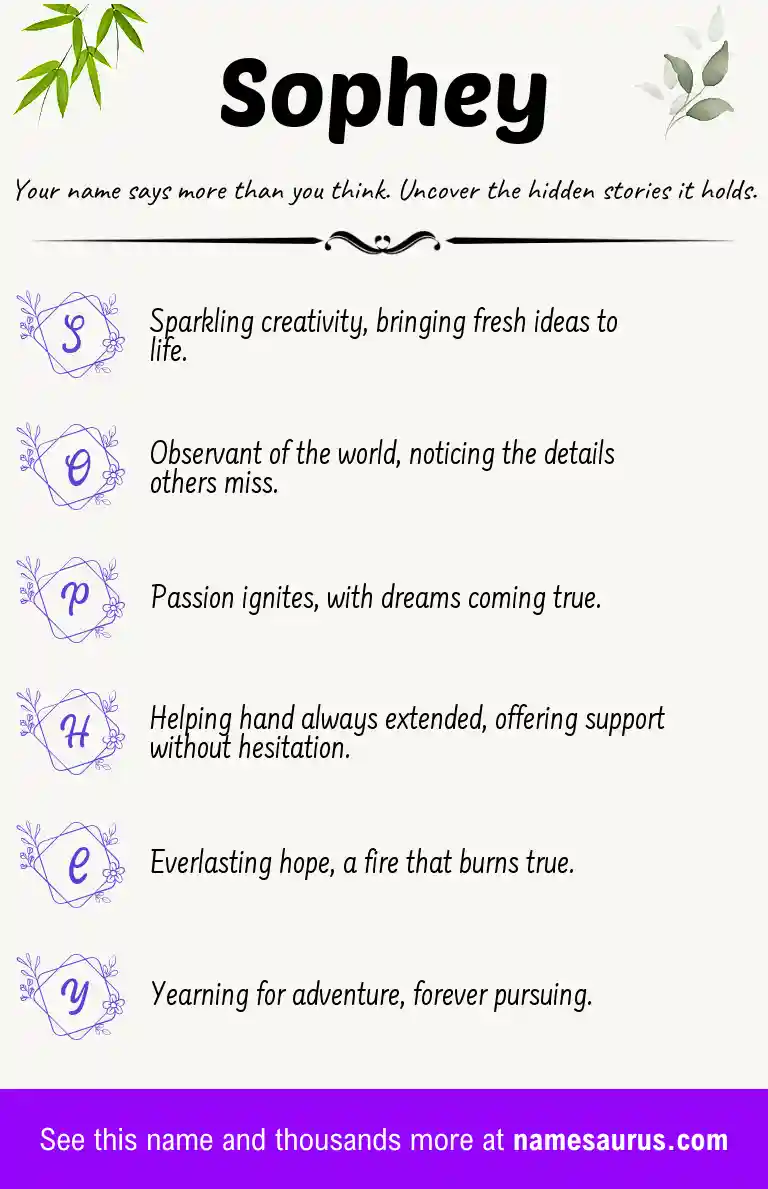 Acrostic poem about Sophey.