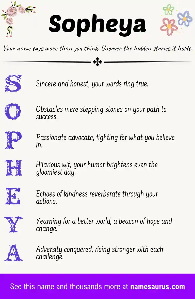 Acrostic poem about Sopheya.