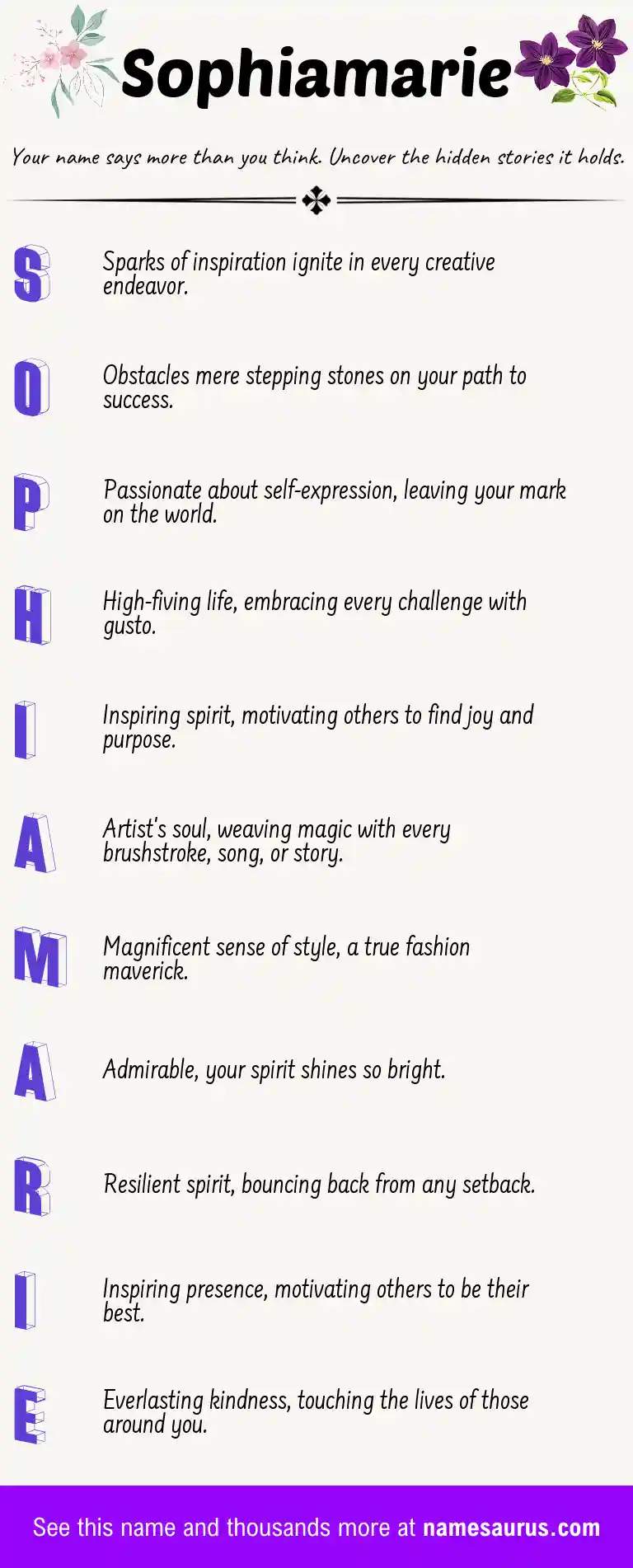 Acrostic poem about Sophiamarie.