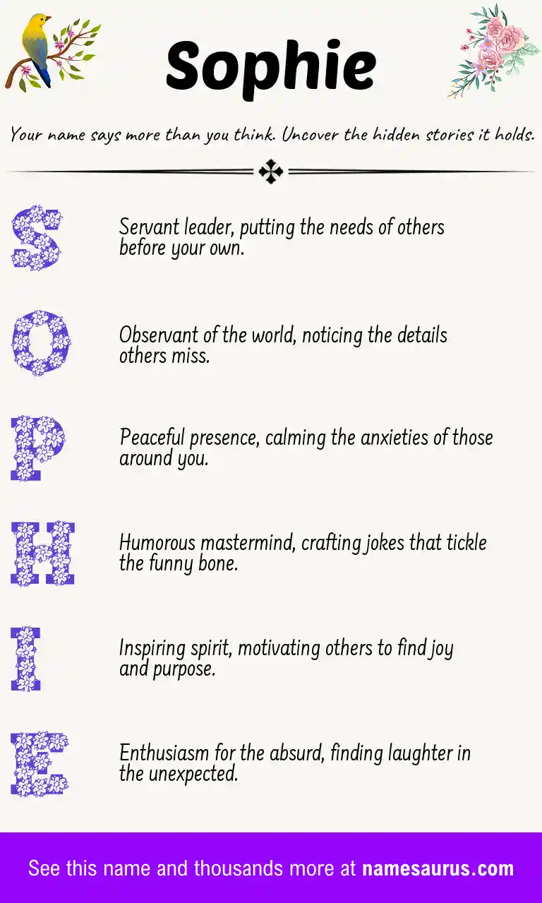 Acrostic poem about Sophie.