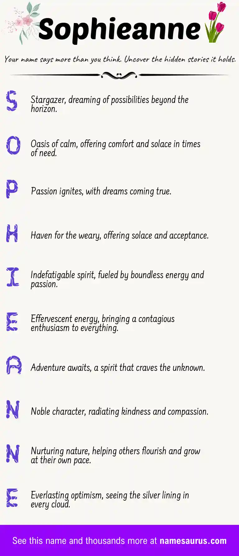Acrostic poem about Sophieanne.