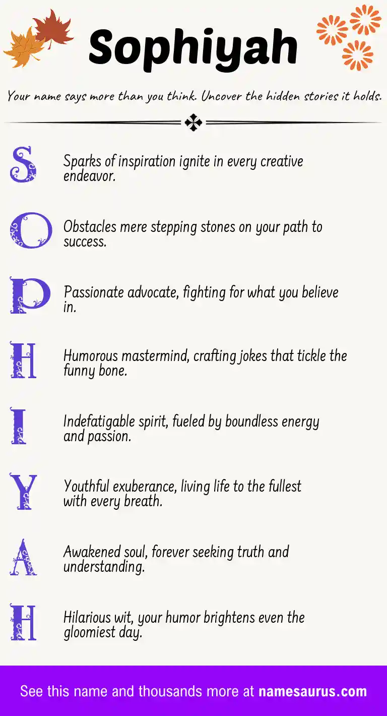 Acrostic poem about Sophiyah.