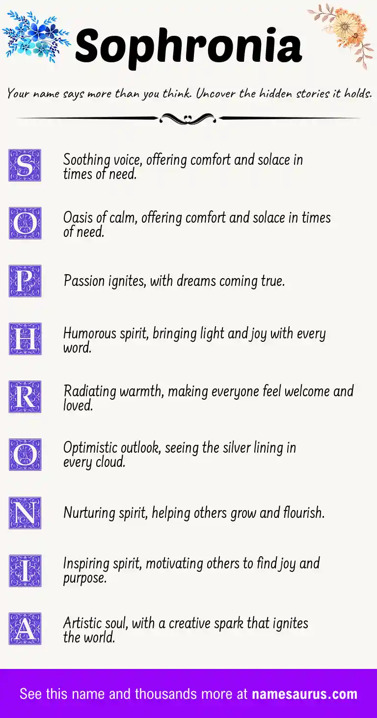 Acrostic poem about Sophronia.