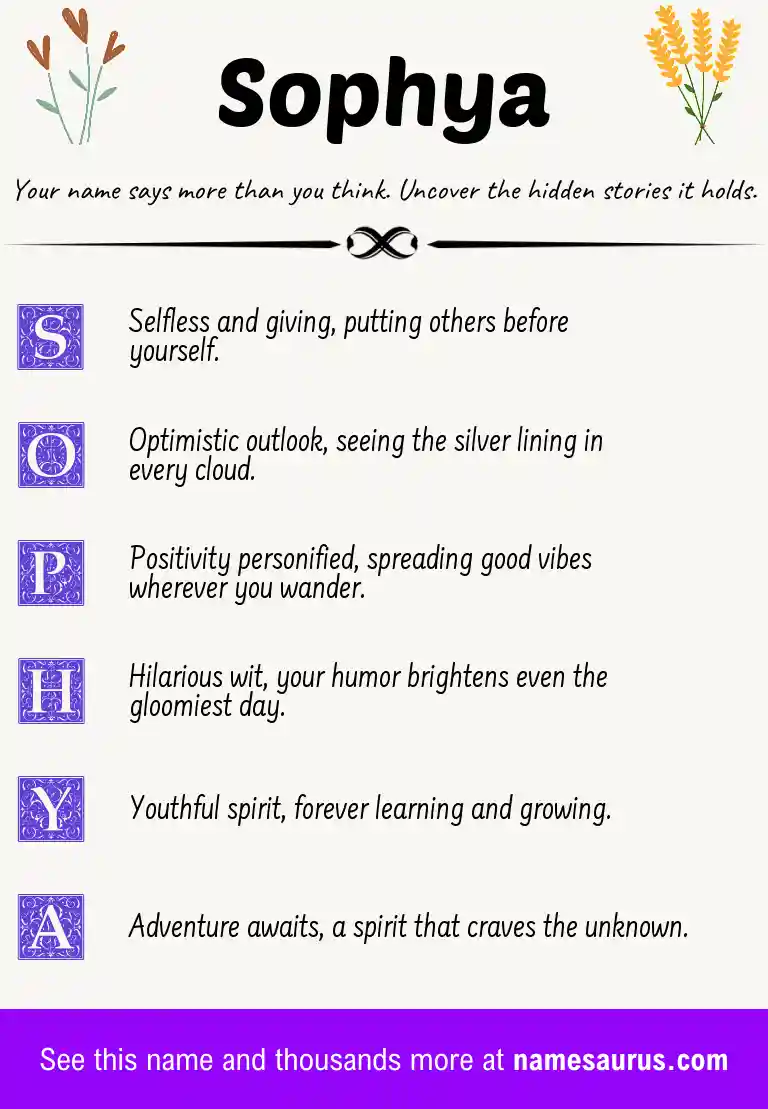 Acrostic poem about Sophya.