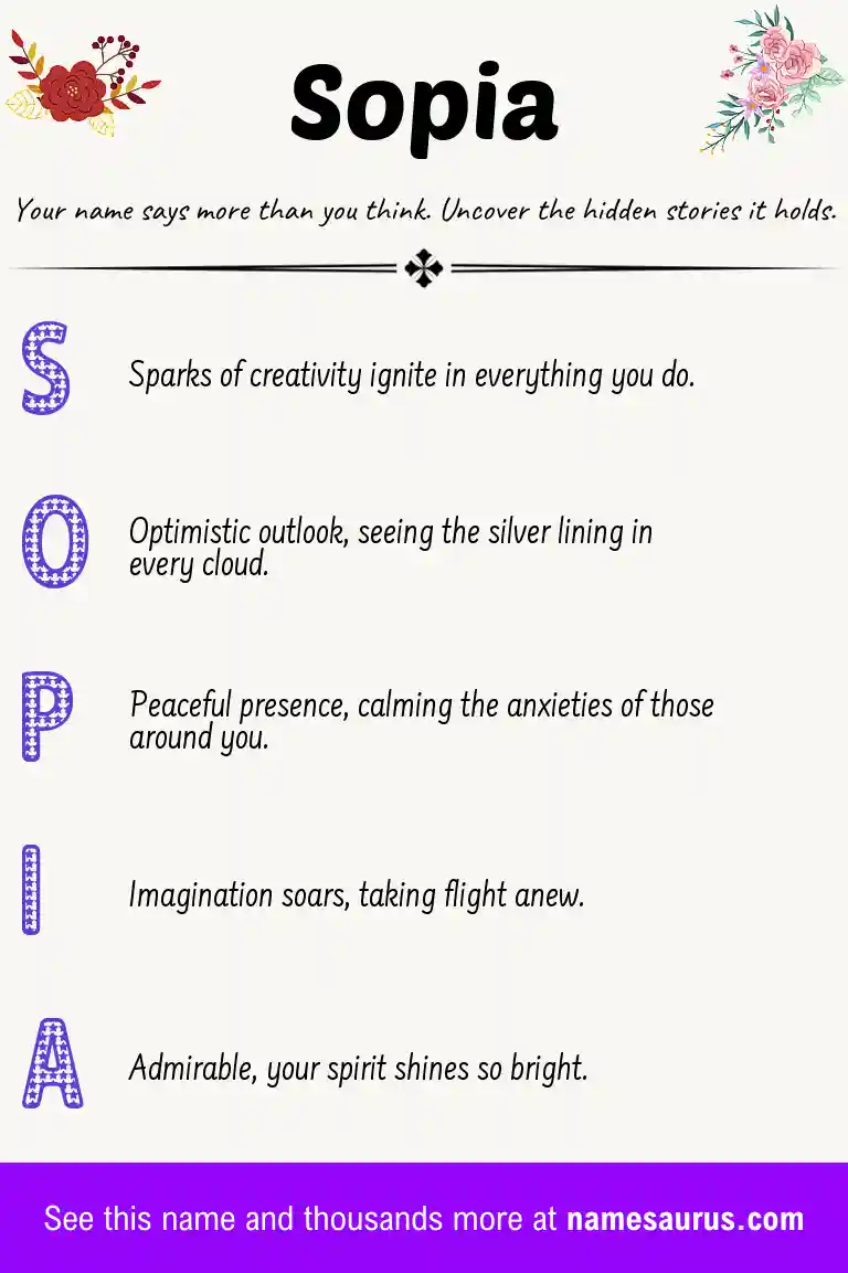 Acrostic poem about Sopia.
