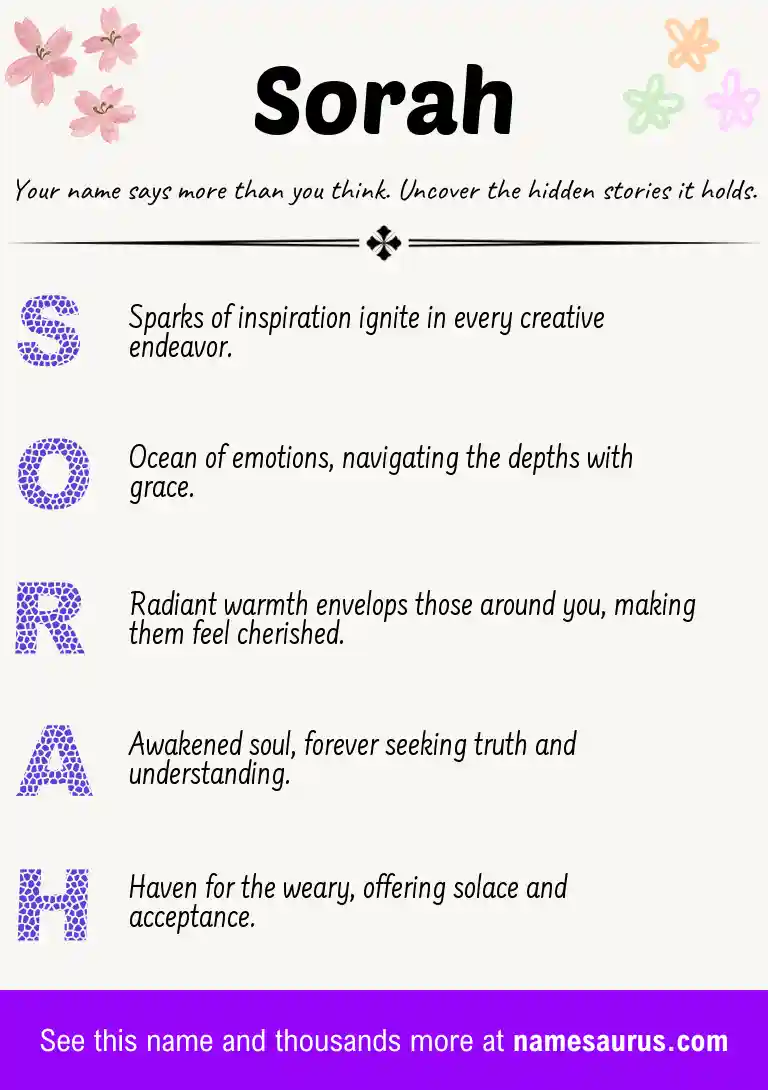 Acrostic poem about Sorah.