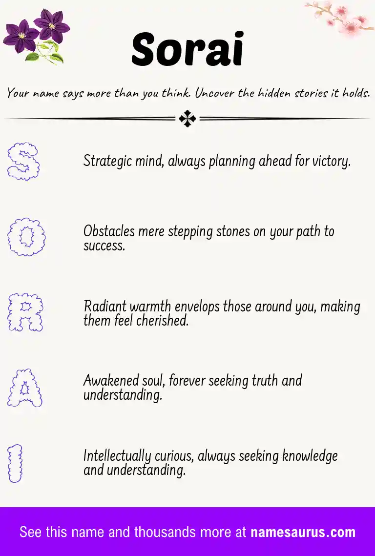 Acrostic poem about Sorai.