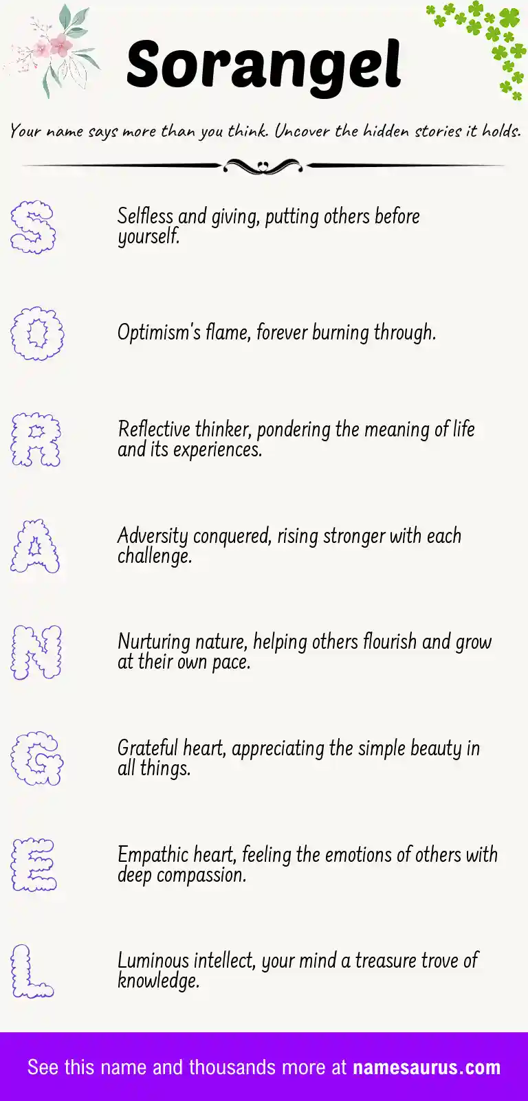 Acrostic poem about Sorangel.