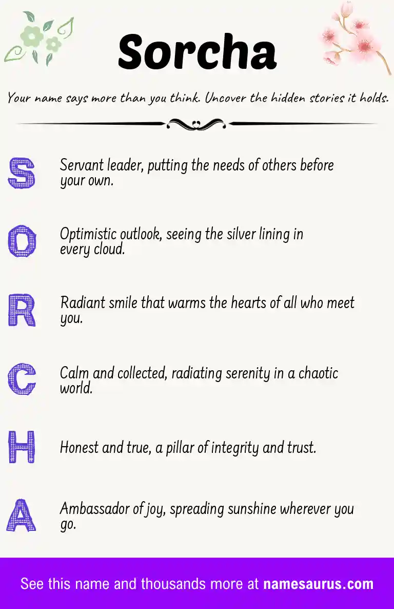Acrostic poem about Sorcha.