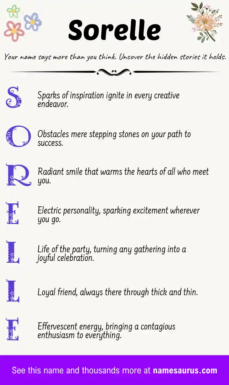 Acrostic poem about Sorelle.