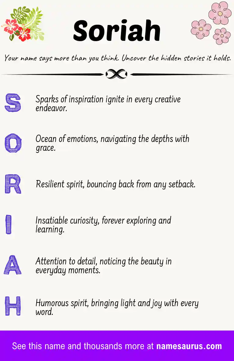 Acrostic poem about Soriah.