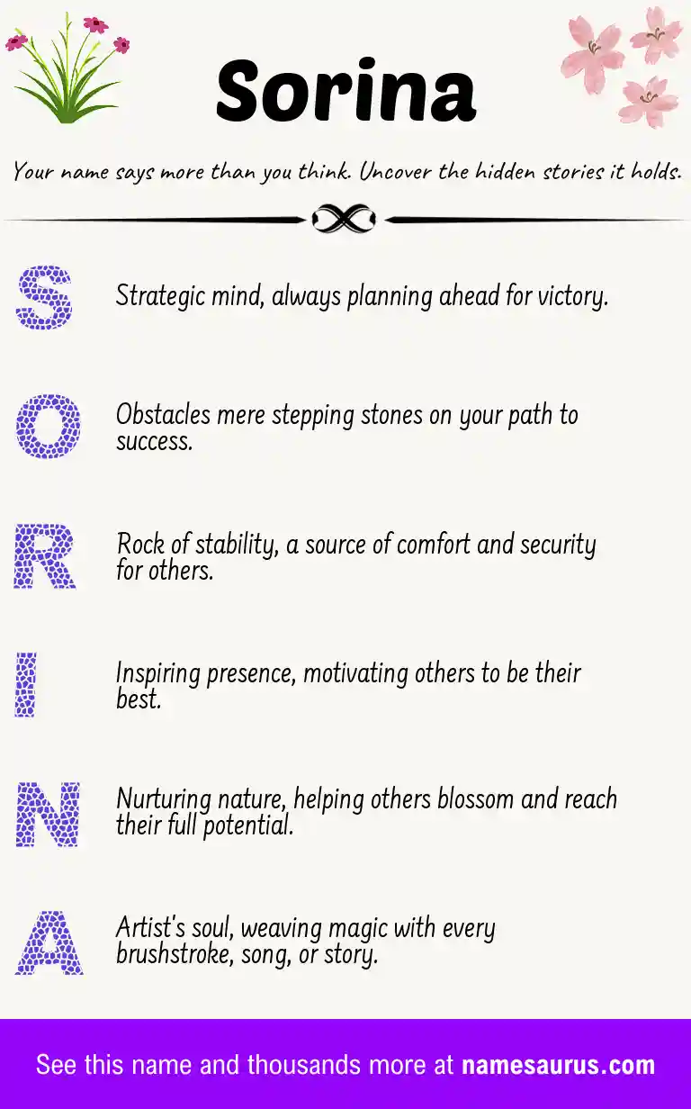 Acrostic poem about Sorina.
