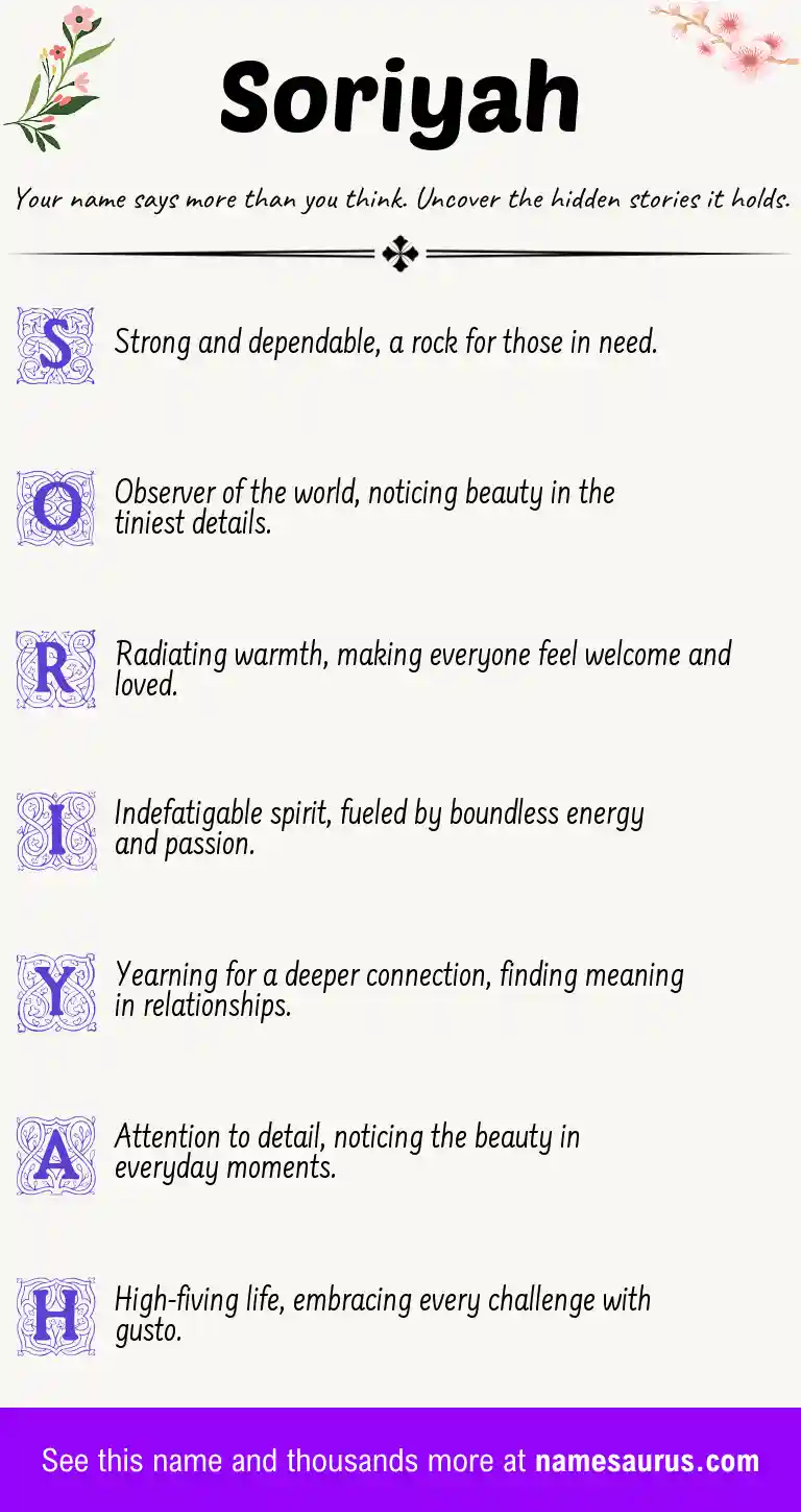 Acrostic poem about Soriyah.