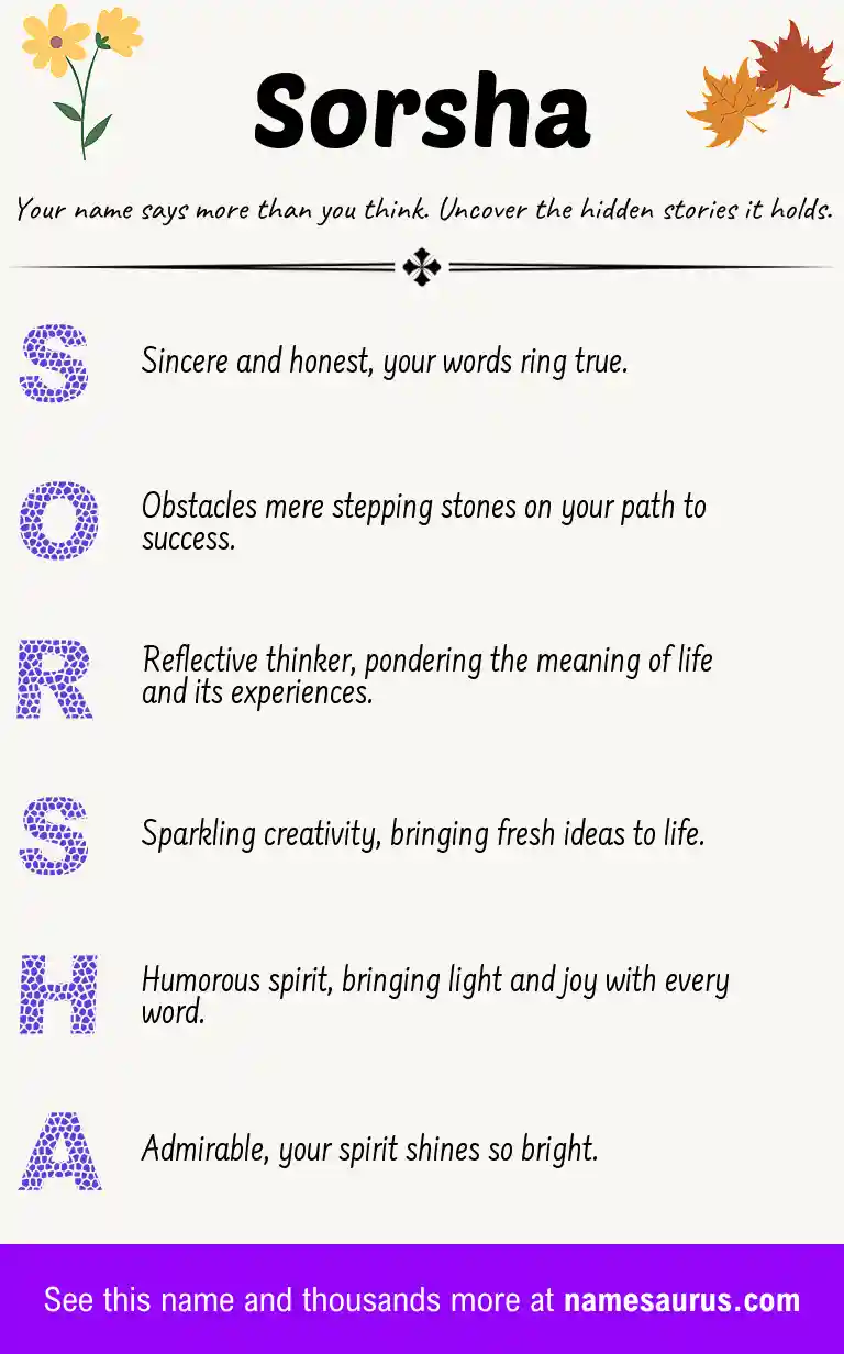 Acrostic poem about Sorsha.
