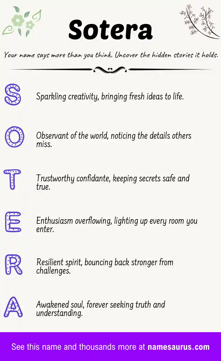Acrostic poem about Sotera.