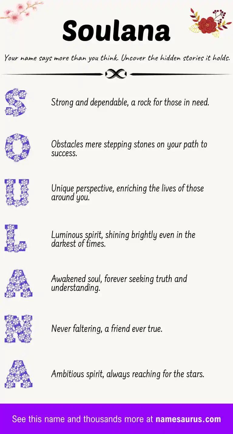 Acrostic poem about Soulana.