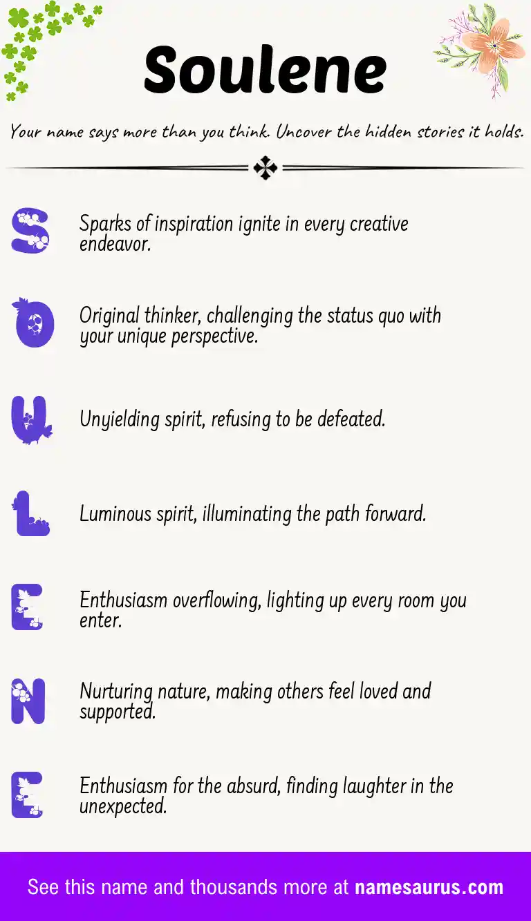 Acrostic poem about Soulene.