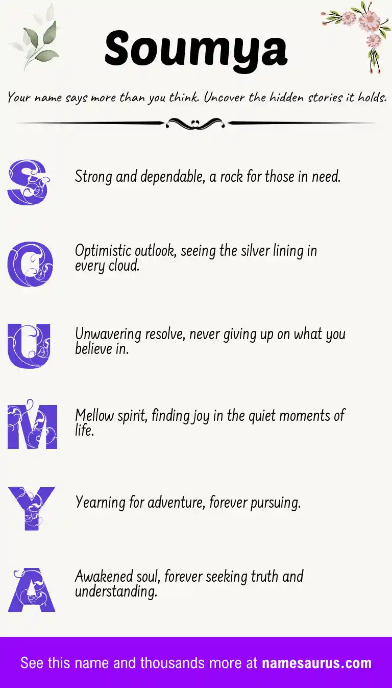 Acrostic poem about Soumya.