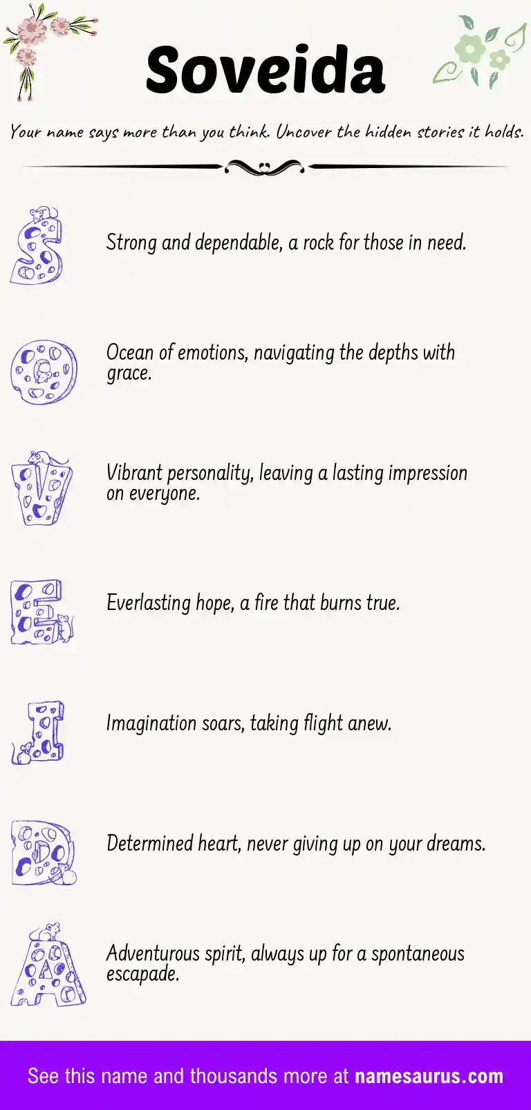 Acrostic poem about Soveida.