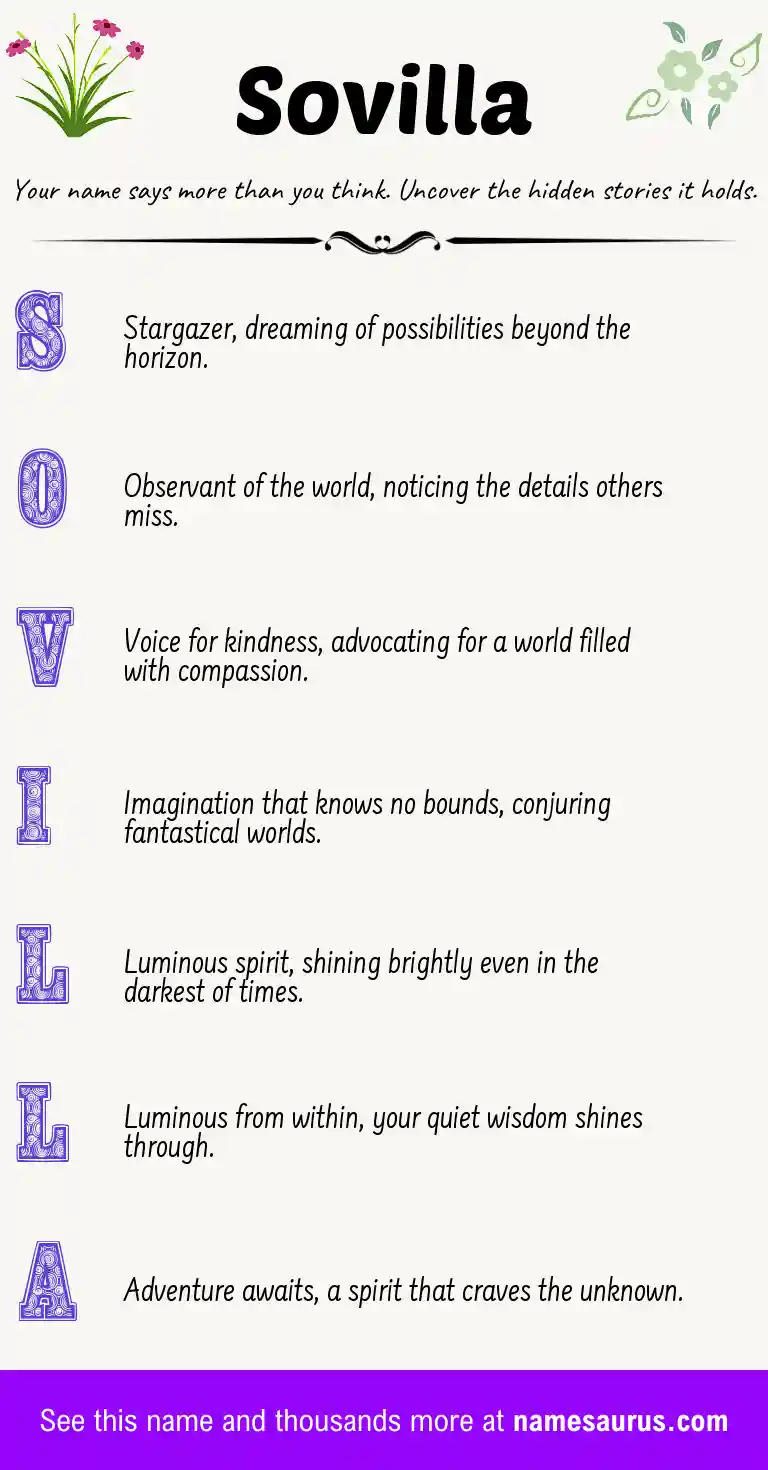 Acrostic poem about Sovilla.