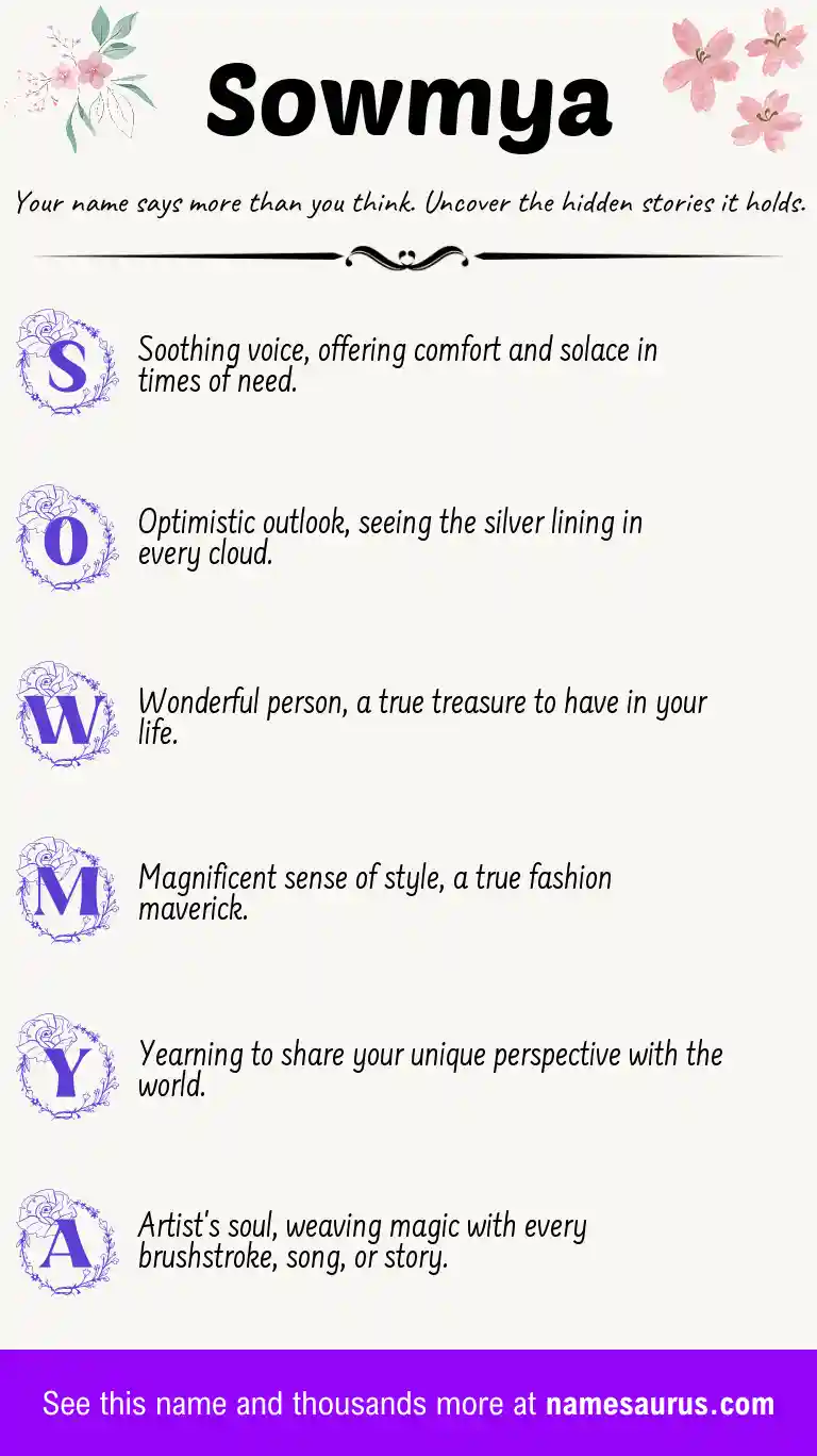 Acrostic poem about Sowmya.