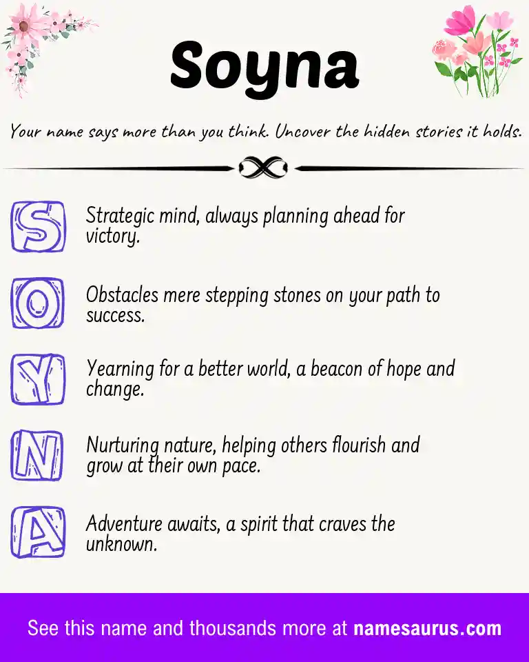 Acrostic poem about Soyna.