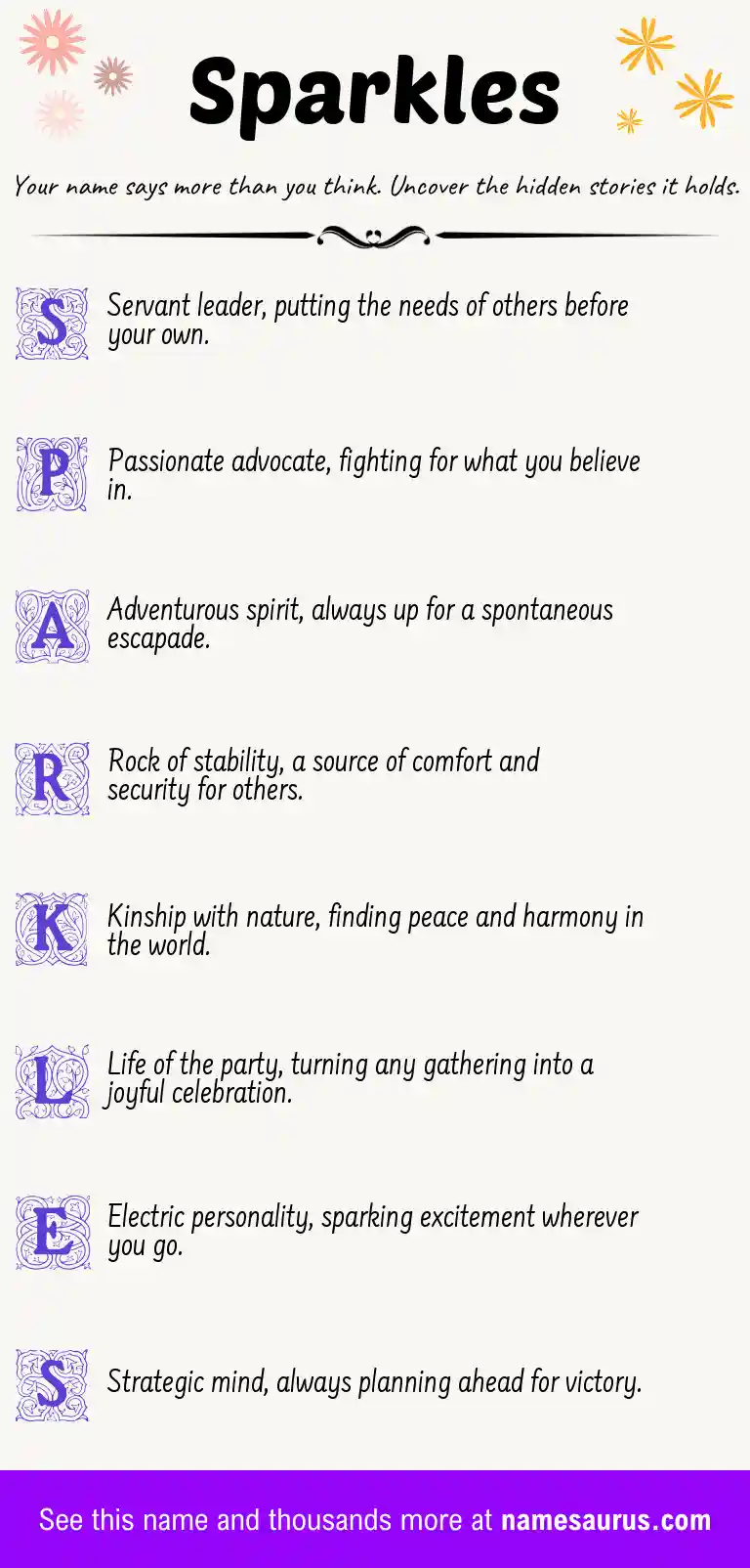 Acrostic poem about Sparkles.