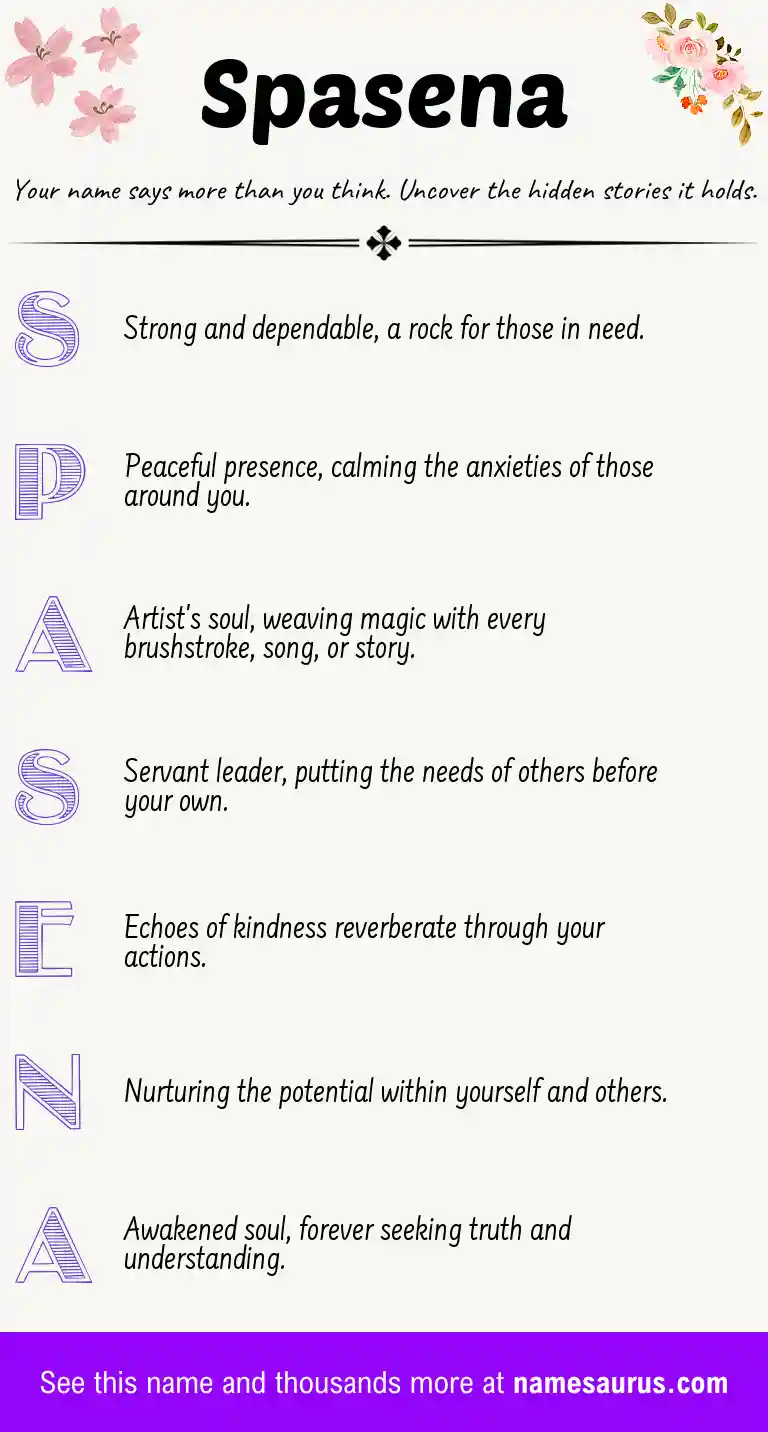 Acrostic poem about Spasena.