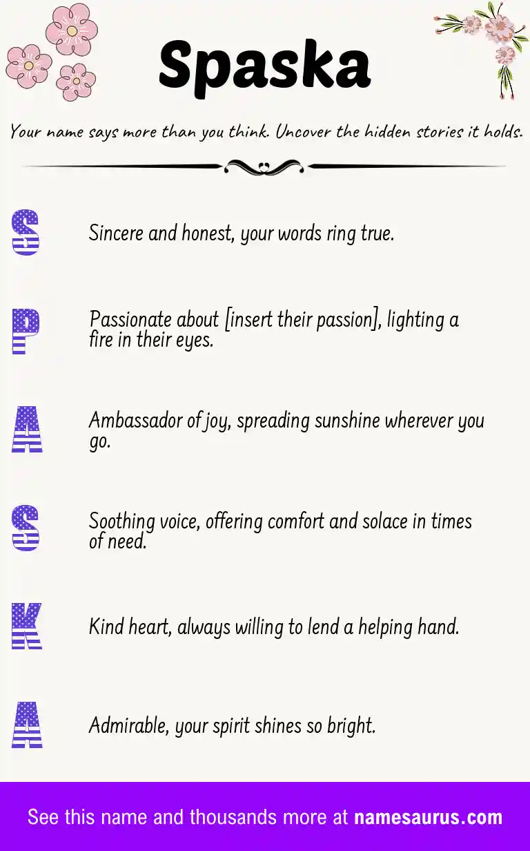 Acrostic poem about Spaska.