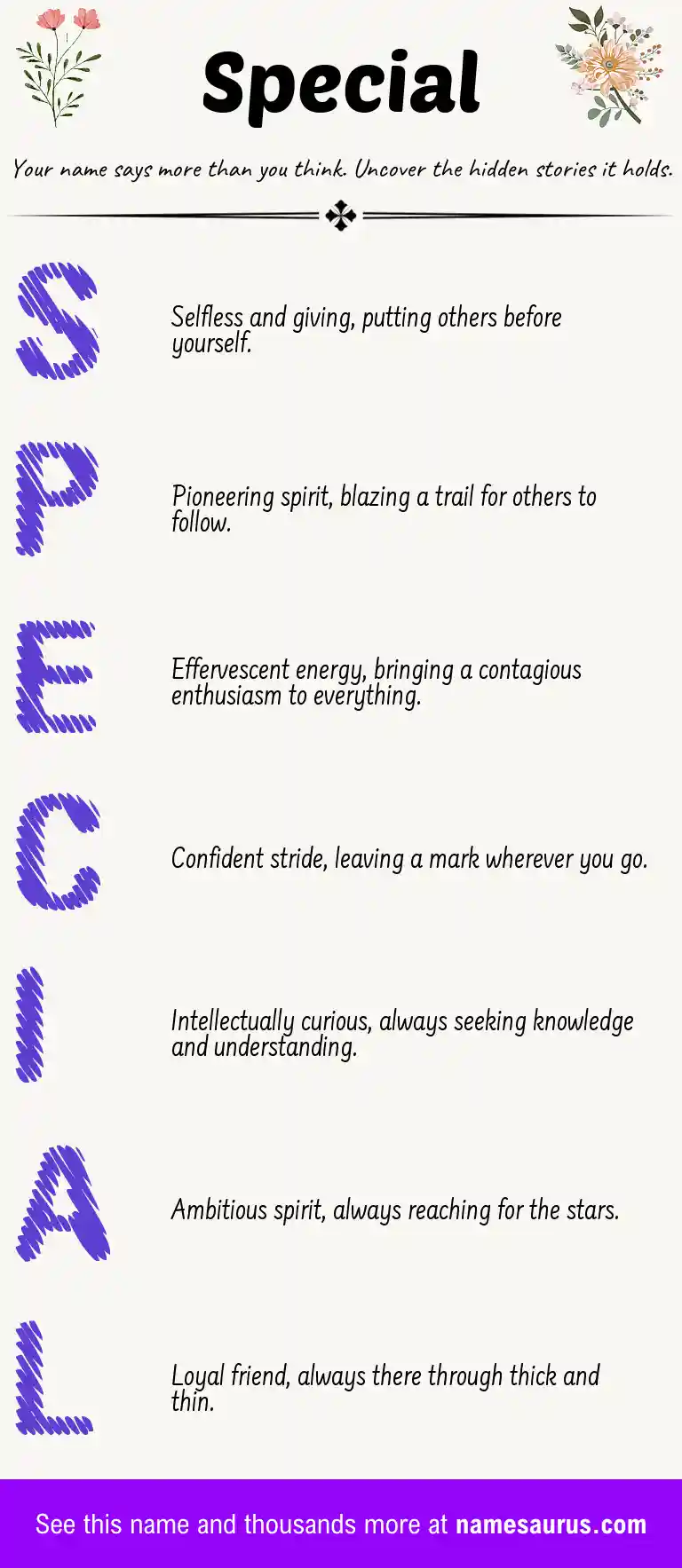 Acrostic poem about Special.