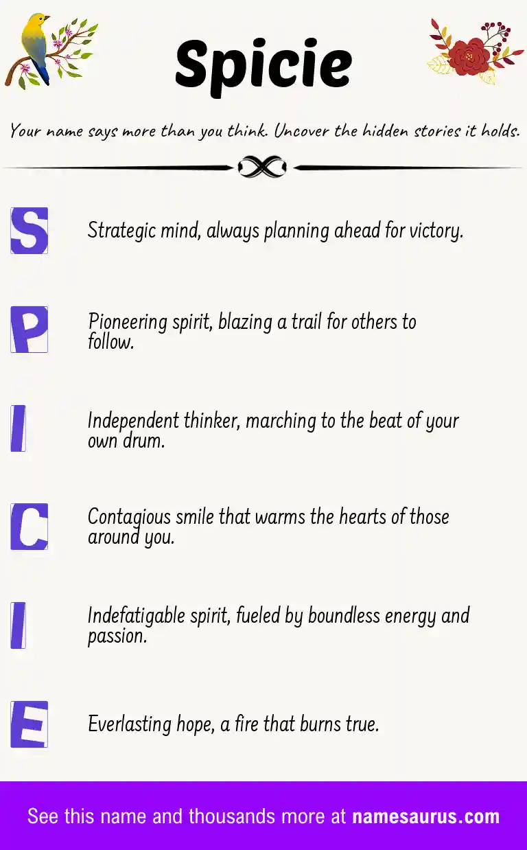Acrostic poem about Spicie.