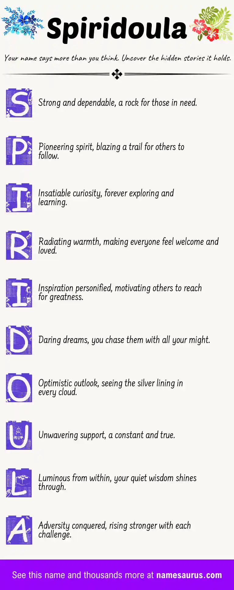 Acrostic poem about Spiridoula.