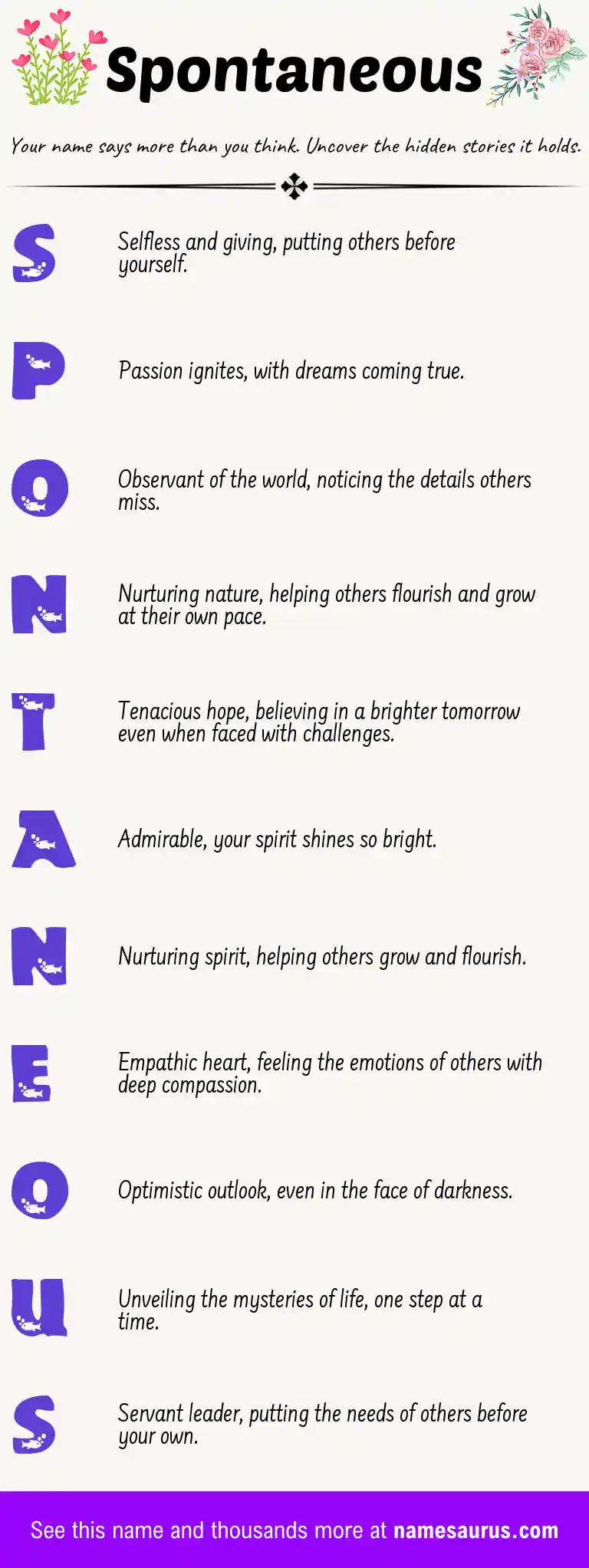 Acrostic poem about Spontaneous.