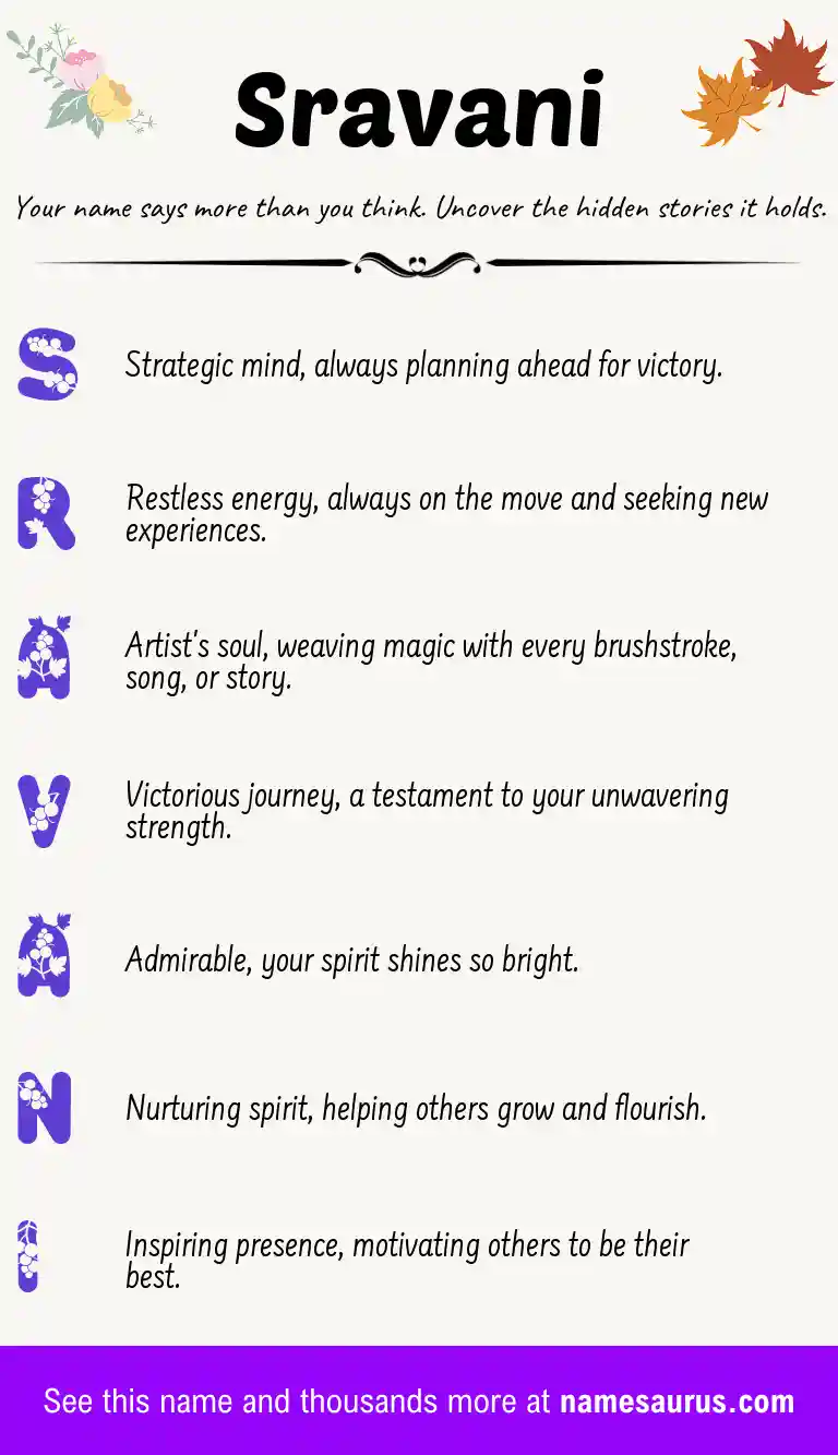 Acrostic poem about Sravani.