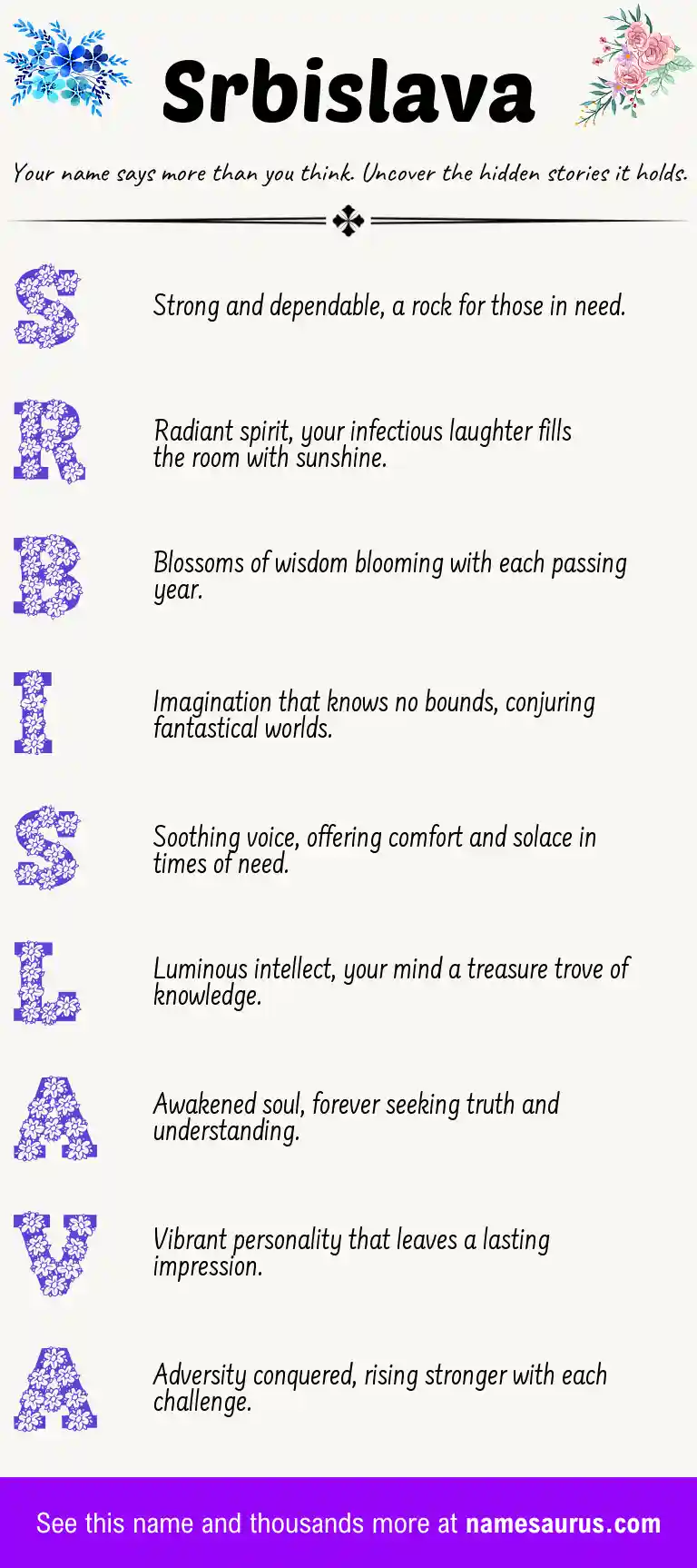 Acrostic poem about Srbislava.