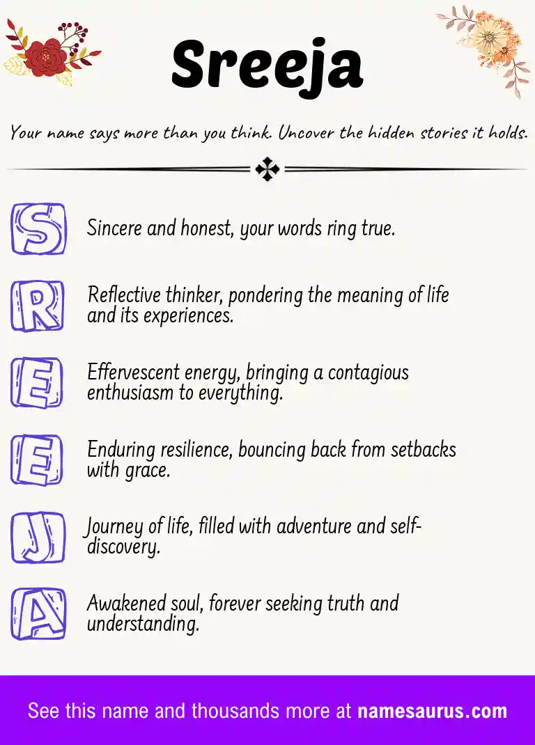 Acrostic poem about Sreeja.