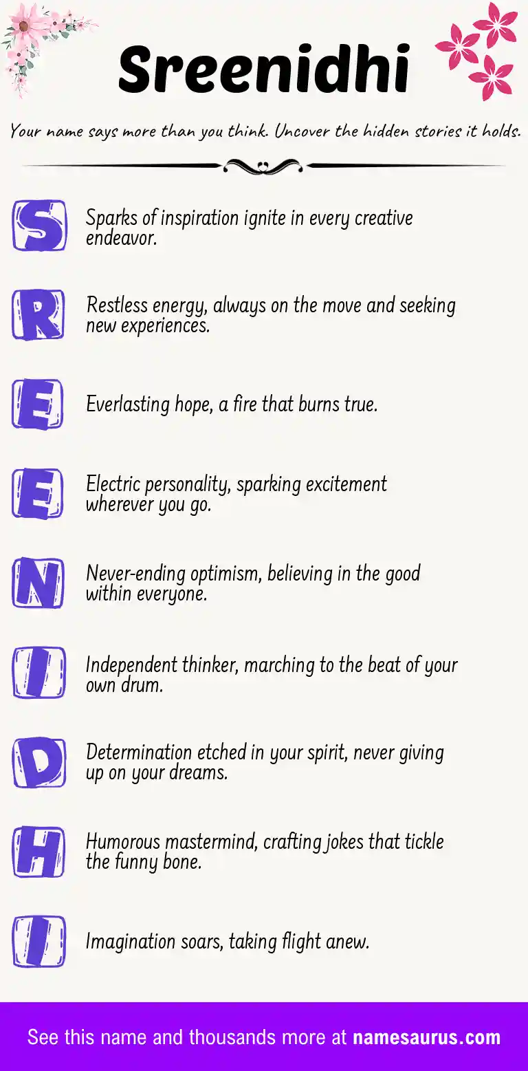 Acrostic poem about Sreenidhi.