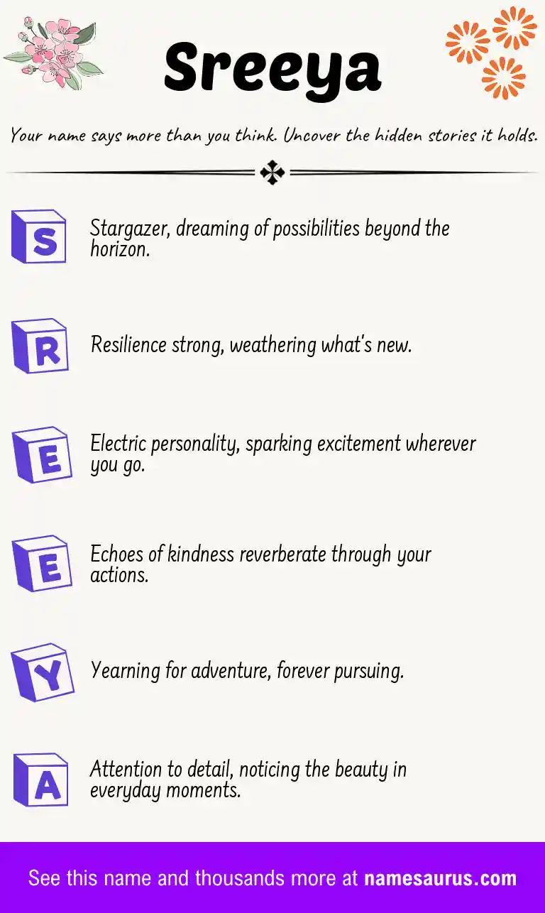 Acrostic poem about Sreeya.