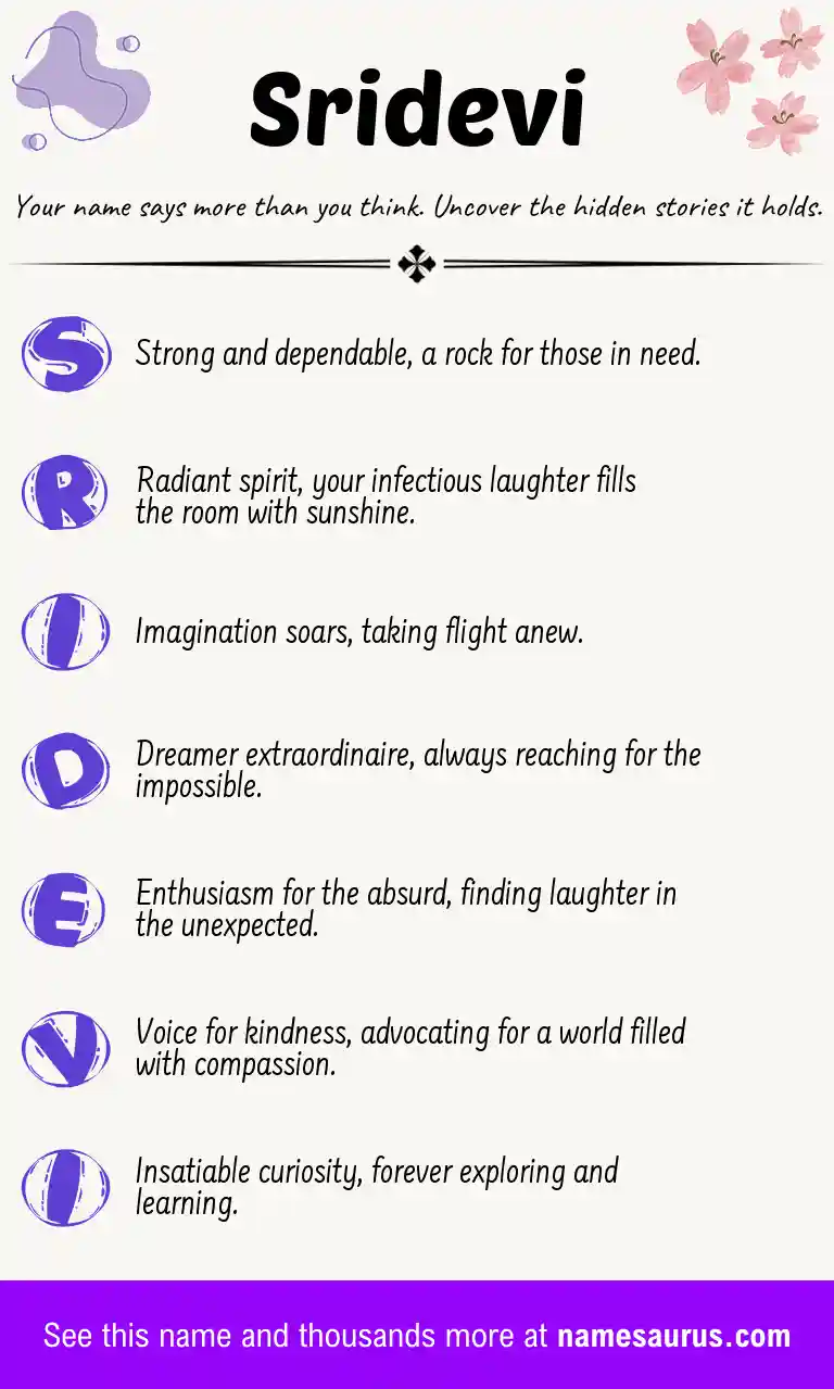 Acrostic poem about Sridevi.