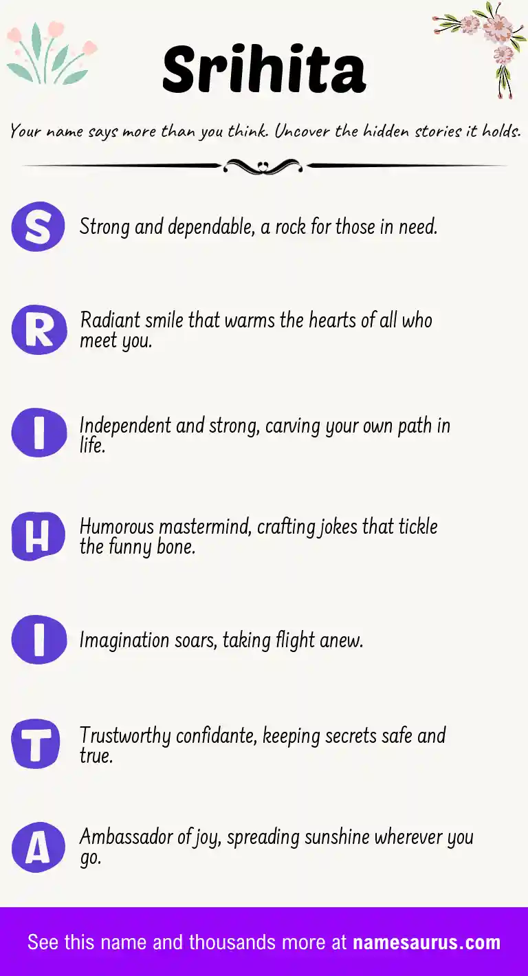 Acrostic poem about Srihita.