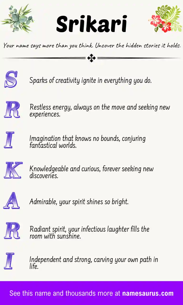 Acrostic poem about Srikari.