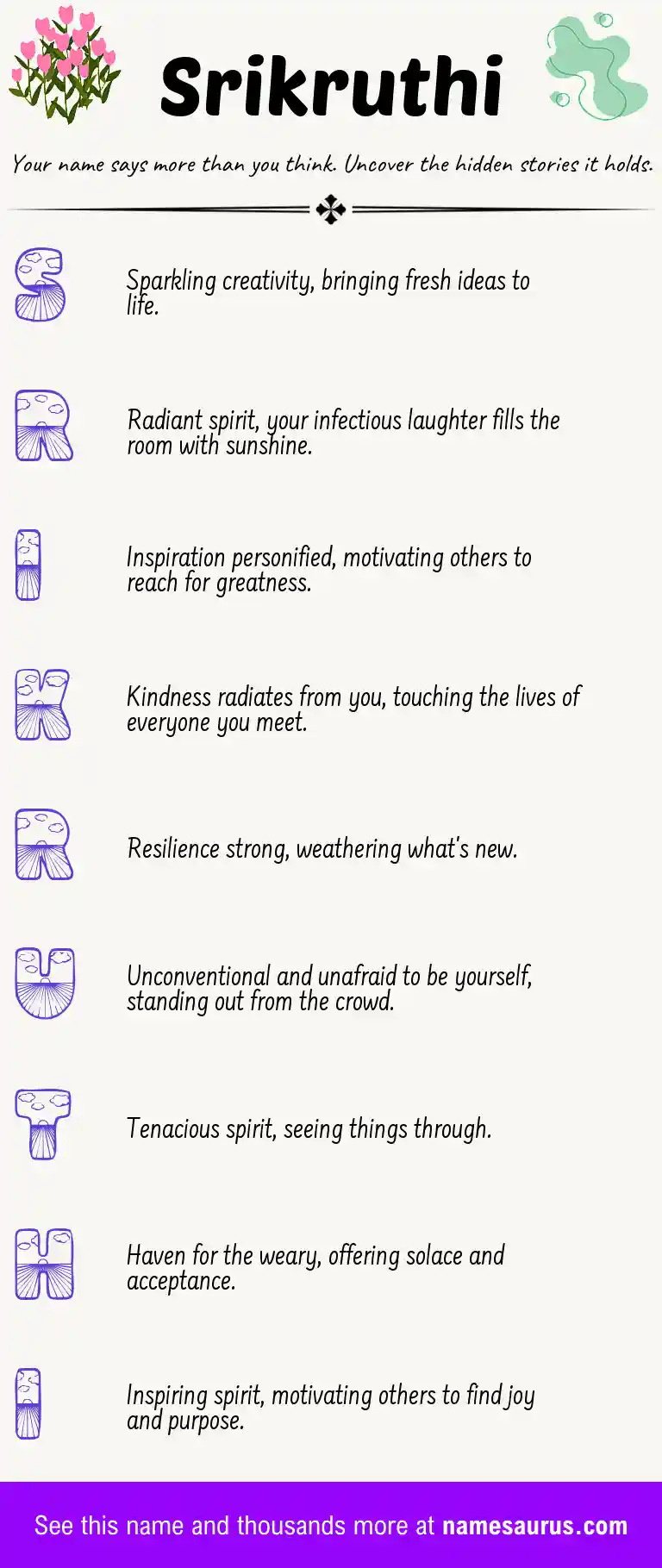 Acrostic poem about Srikruthi.