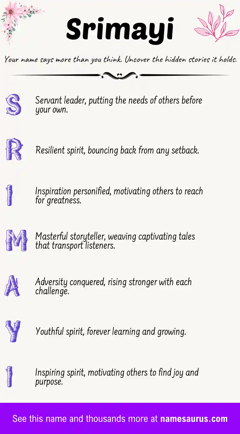 Acrostic poem about Srimayi.