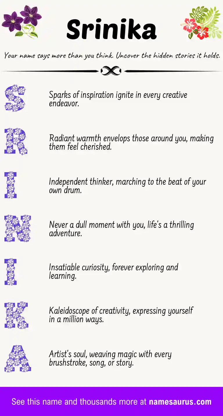 Acrostic poem about Srinika.