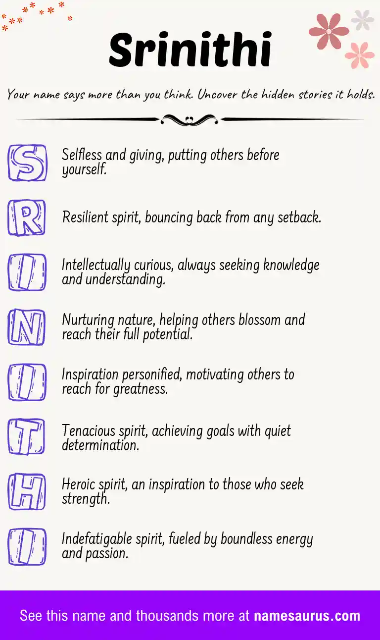 Acrostic poem about Srinithi.