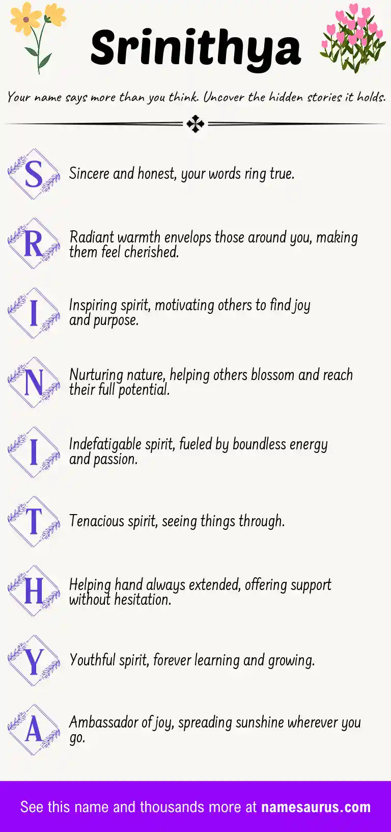 Acrostic poem about Srinithya.