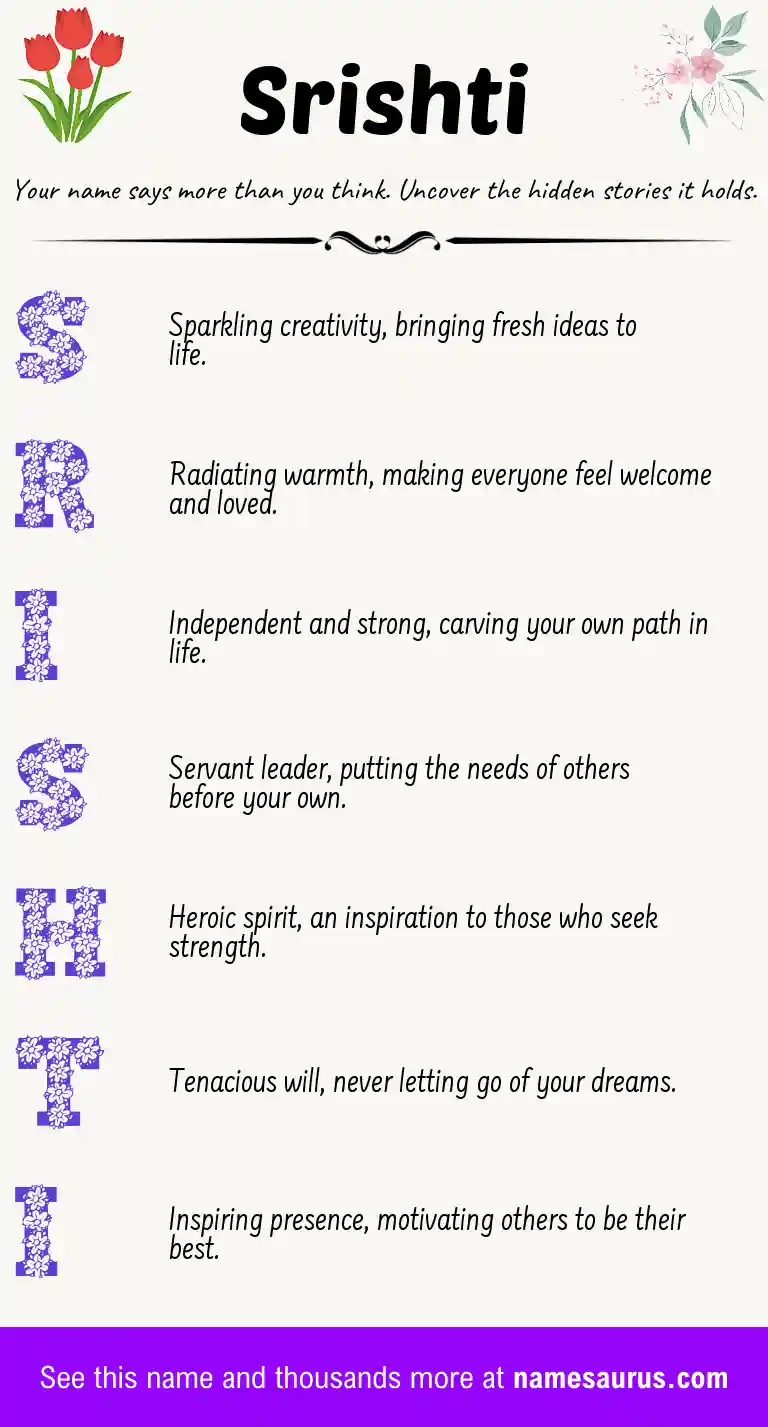 Acrostic poem about Srishti.