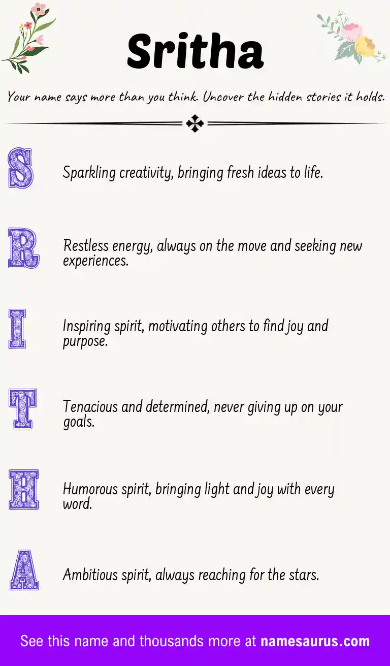 Acrostic poem about Sritha.